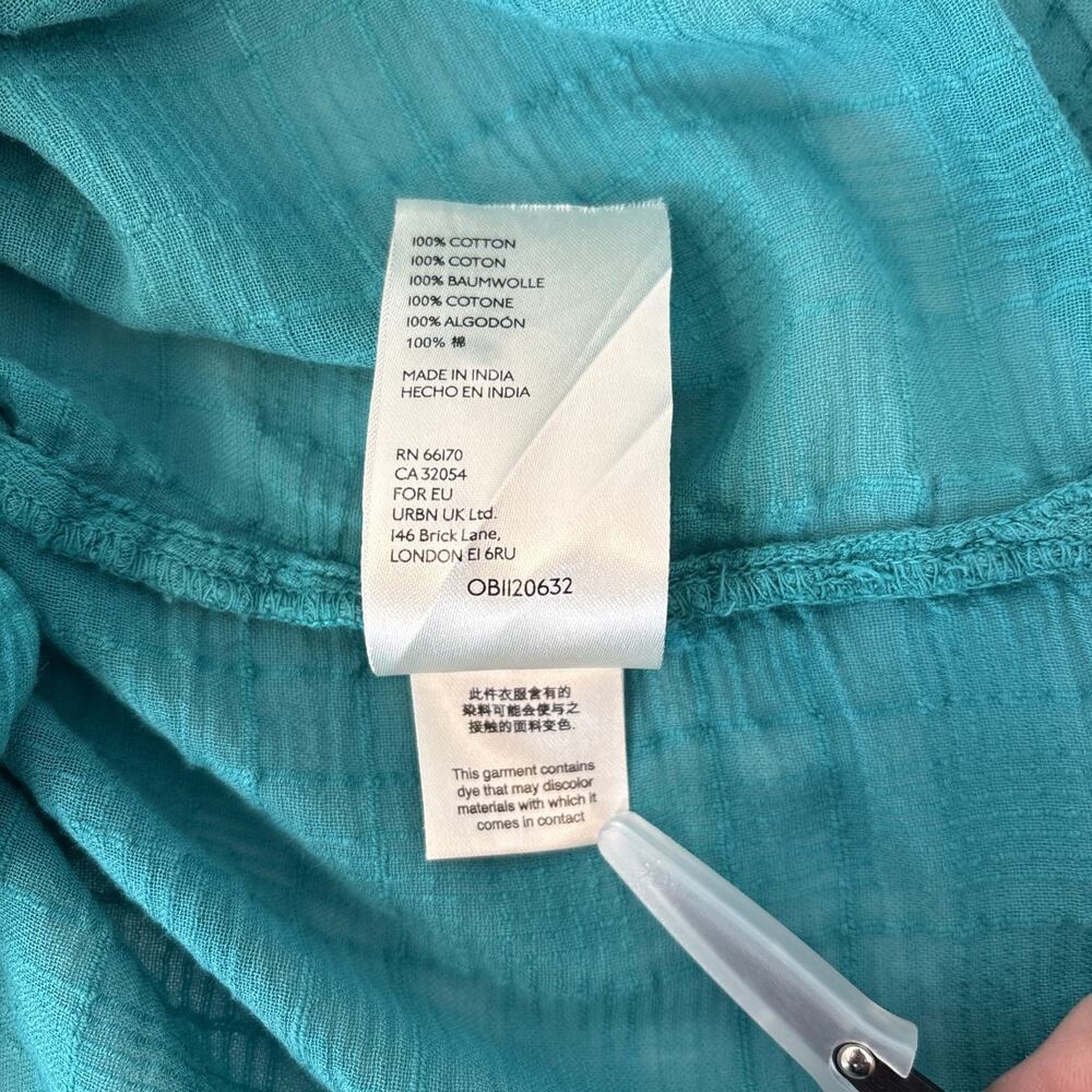 Pilcro Anthropologie Long Sleeve Button Up Blouse Sm Teal Swiss Dot Indie Boho - Picture 9 of 16